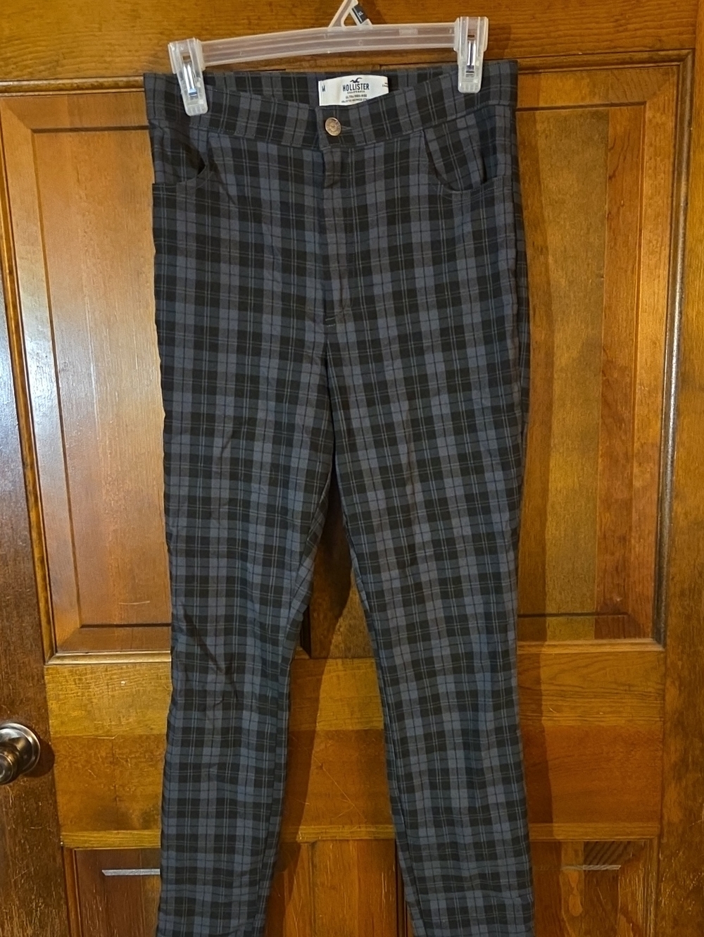Hollister Womens' Black and Gray Plaid Stretch Jeans